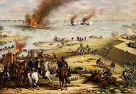 The Merrimac and the Monitor fight of the Virginia coast