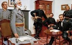 Robert E. Lee surrenders at Appomattox