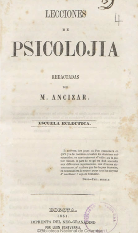 Manuel Ancizar publica primer libro colombiano de psicología