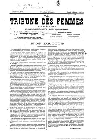 3- Article from La Tribune des Femmes by Eugénie Cheminat