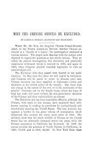 Why The Chinese Should Be Excluded