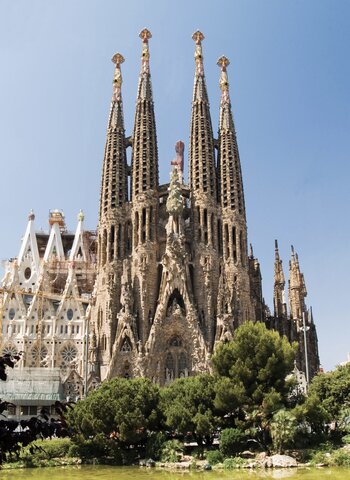 Sagrada Familia starts under construction.