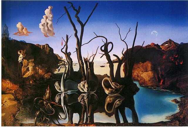 Cigni che Riflettono Elefanti