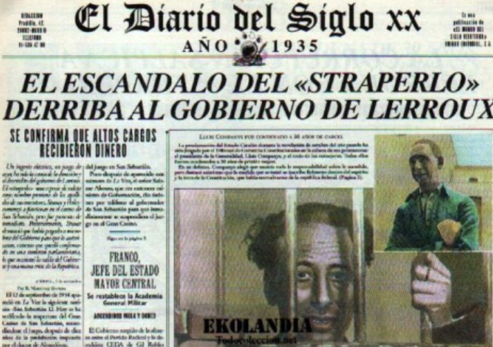 Lerroux se ve obligado a dimitir tras el escándalo del estraperlo.