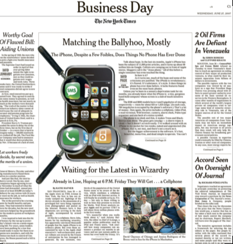 Newspaper Review of the First iPhone