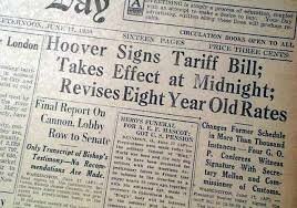 Smoot Harley Tariff Act Passed