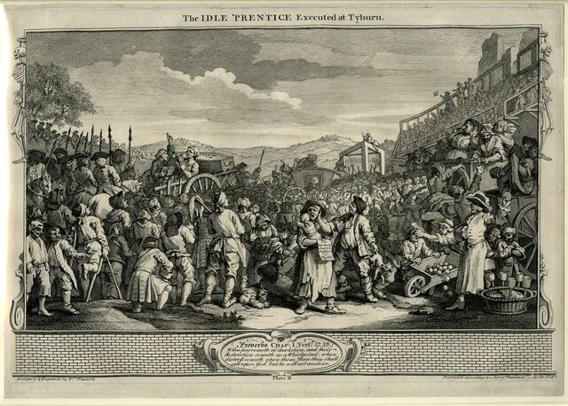 1- "The Idle 'Prentice Executed at Tyburn" by William Hogarth