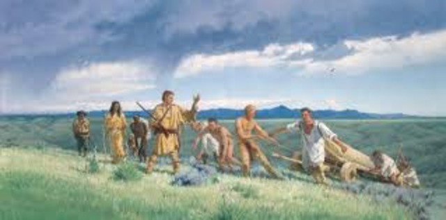 Lewis and the Corps portage around The Great Falls of Missouri