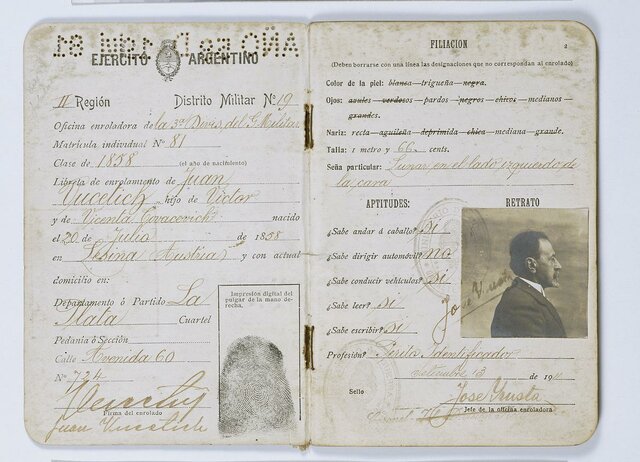 The first official fingerprint card was developed