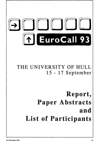EUROCALL conference in HULL (Official formation of the association)