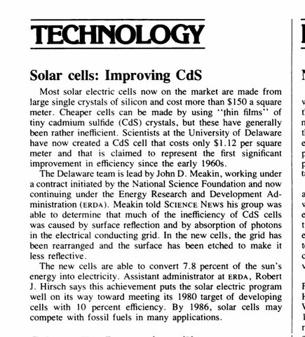 Solar Cell Improvements