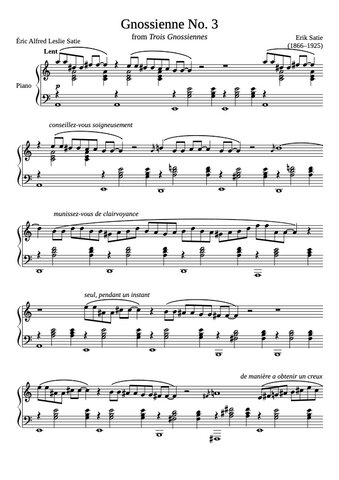 Gnosienne No. 3 by Erik Satie