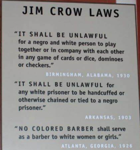 Jim Crow Laws Examples