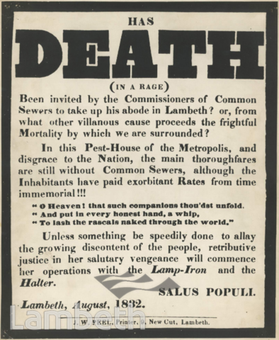 Cholera Protest Poster, Lambeth