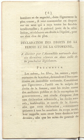 Declaration of the Rights of Woman and of the Female Citizen