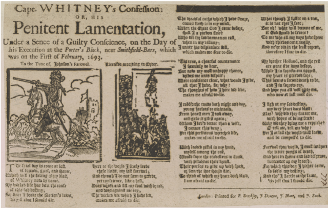 "Captain Whitney's Confession", London (1693)