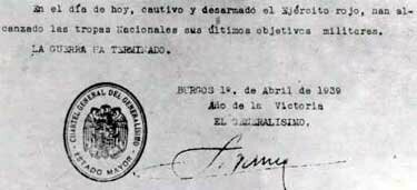 Último parte de guerra y fin de la misma