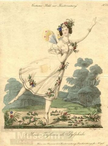 The ballerina Marie Taglioni (1804-1884) in the ballet 'La Sylphide', Vienna, 1833.