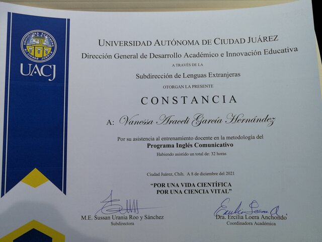 Certificado de Subdireccion de Lenguas Extranjeras (SuLE)