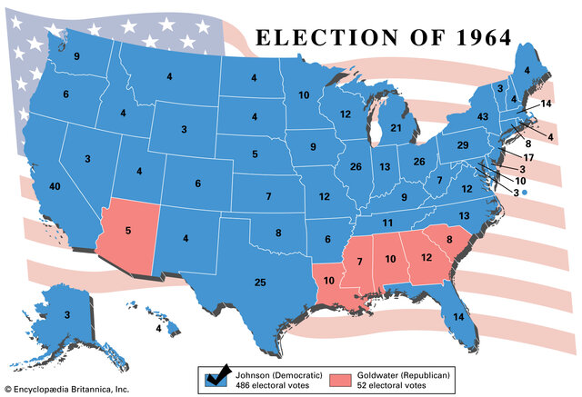 Lyndon B Johnson defeats Barry Goldwater