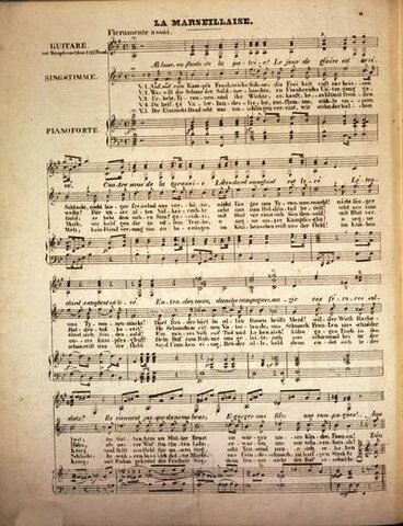 The French National Anthem, "La Marseillaise" composed by Claude-Joseph Rouget de Lisle, a captain of the engineers and amateur musician.