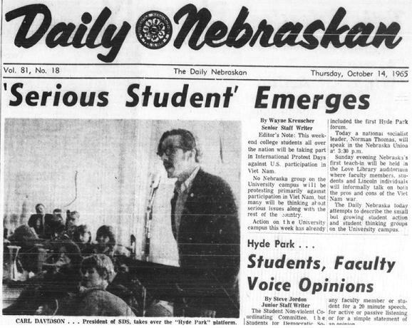 UNL Students protest the Vietnam War