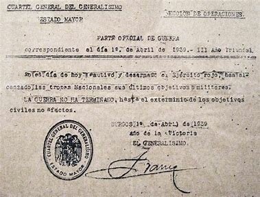 Último parte de Guerra y fin de la misma.