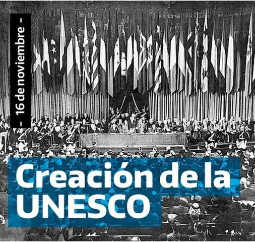 Creación de la UNESCO ( United Nations Educational, Scientific, and Cultural Organization )