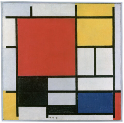 Composición con Rojo, Amarillo, Negro, Gris y Azul