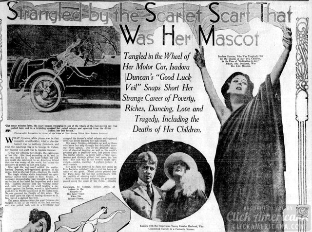 Isadora Duncan dies
