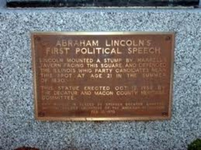Lincoln presents his first political speech