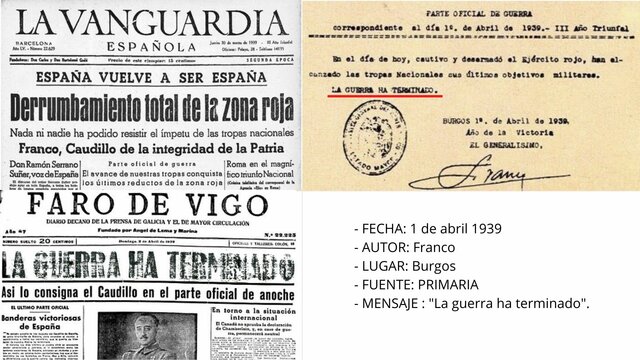 FRANCO FIRMA EL ÚLTIMO PARTE DE GUERRA. ACABA LA GUERRA CIVIL