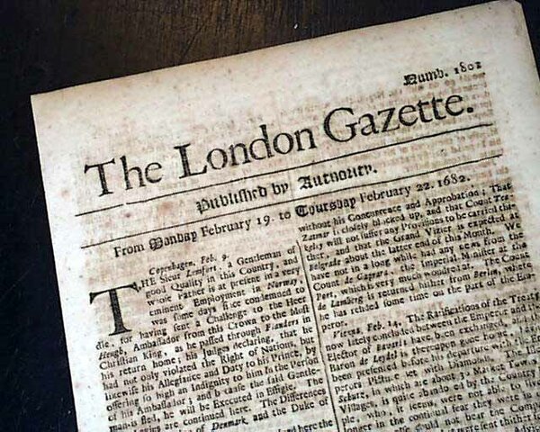 NEWSPAPER - THE LONDON GAZETTE