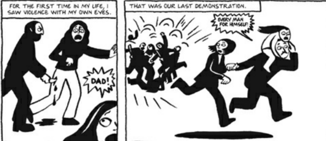 Marjane’s first (and last) demonstration with her parents turned violent