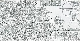 Ramses III rechaza un intento de conquista de los Pueblos del Mar