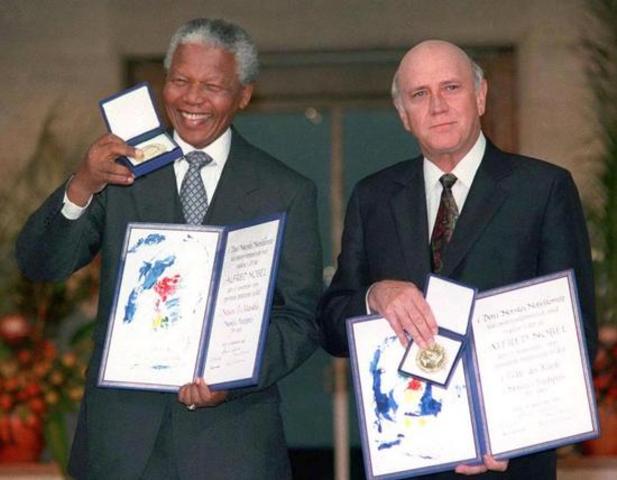 Nelson Mandela was, after 27 years in prison, released of De Klerk