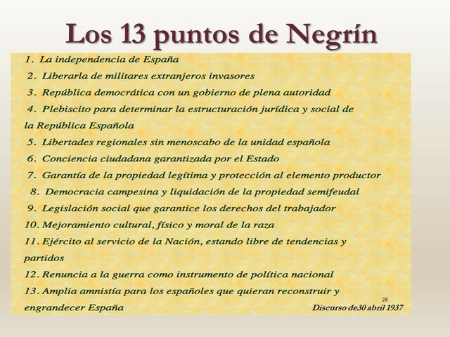 LOS TRECE PUNTOS DE NEGRÍN