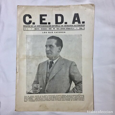 Se crea la Confederación Española de Derechas Autónomas (CEDA)