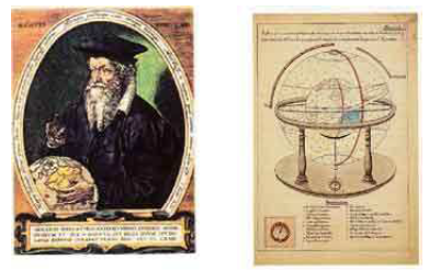 Mercator y el doble globo que construyó para Carlos V.