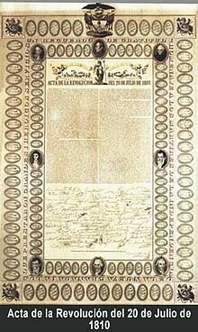 Acta de Independencia del 20 de Julio de 1810