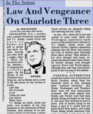 The Charlotte Three Thomas James (T.J) Reedy