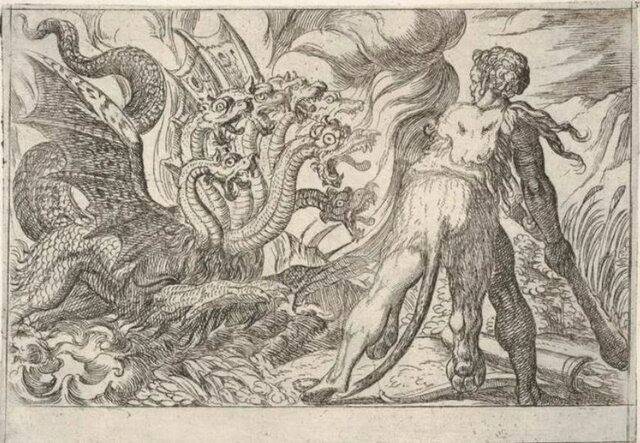 Aparición del dragón en el libro "Los trabajos de Hércules"