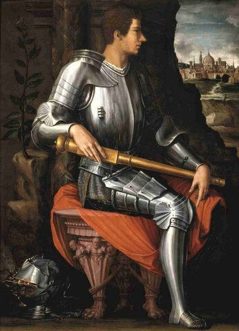 Portrait d’Alexandre de Médicis devant la villa de Florence/Vasari