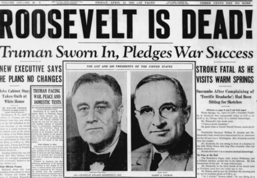 Death of President Roosevelt