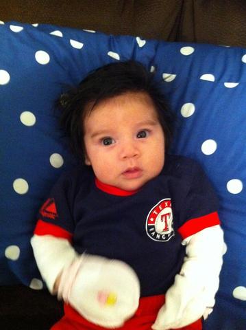 Isabella's a true Texan. Go Rangers! Cowboys & Mavs!