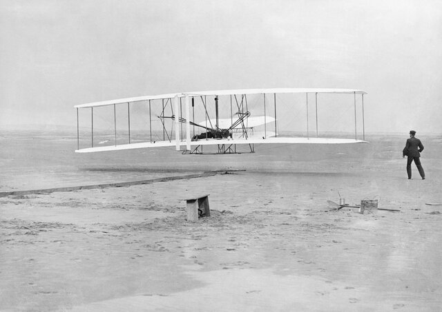 Orville Wright piloted the first powered airplane