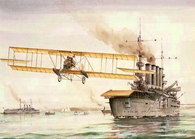 First Plane to Land on a Ship