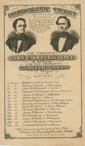 Democrats Split in 1860