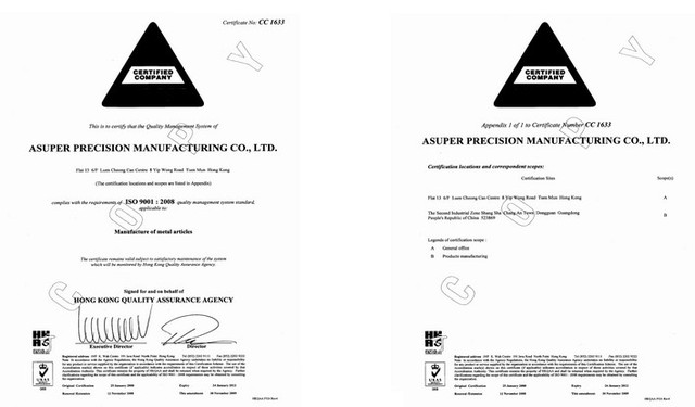 Certified in ISO9000 Quality Systems