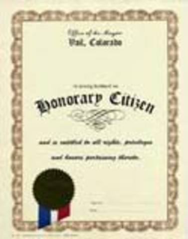 Praised as a Honorary Citizen of America